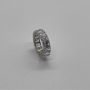Sterling Silver and Cubic Zirconia Big Eternity Band/ Size 7